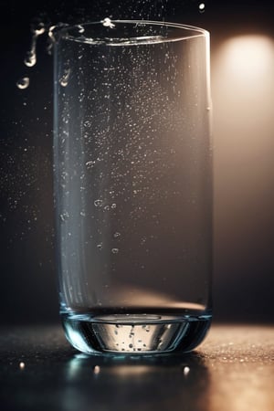 Ultra realistic illustration. Macro view,water explosion on a glass, scattering of water particles as flow of electricity, scattering water drops over the glass, a small cute puppy is inside the glass, amazing details, perfect lighting and  reflections, unreal engine 5, RTX on, ultra HD, 8k, intricate, masterpiece,photorealistic