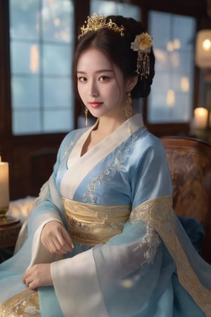 (ultra realistic,best quality),photorealistic,Extremely Realistic, in depth, cinematic light,hubgwomen,hubg_beauty_girl,

HUBG_Rococo_Style(loanword), 1girl, hanfu, Portrait of noble and graceful goddess, dressed in blue and gold, elaborate coiffure hairstyle, dark hair, decoration, 16K, UHD, HDR, Brilliant scene with bright lights, mist, numerous decorations, joyful atmosphere, light smile,HDR, IMAX, 8K resolutions, ultra resolutions, magnificent, best quality, masterpiece,cinematic scenes, cinematic shots, cinematic lighting, volumetric lighting, ultra-detailed,HUBGGIRL