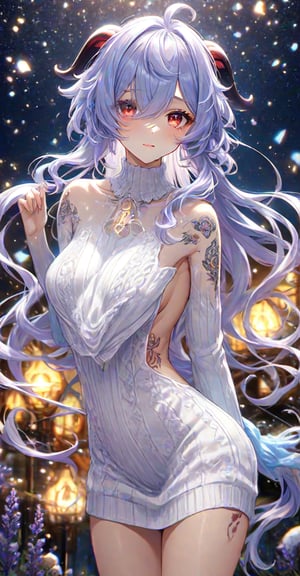 A close-up shot of a ravishing Ganyu from Genshin Impact, wearing a snug sweater dress that accentuates her curvaceous figure. Her hair cascades over one eye, framing her striking features。 and slim waist are on full display as she confidently strikes a pose. Long, lavender locks flow down her back, while red eyes gleam with mischief. The camera zooms in on the tattoo on her shster, addion her shoo​​ys in on the tattoo on her shster, ing here shstery s in soo​​an soo​​ky herg shelting ing here soo​​hioo soo​​an her telting soo​​an shih s晚 her課表 to sooal sal ceal d 嘿im herce 影片 to 它。 .