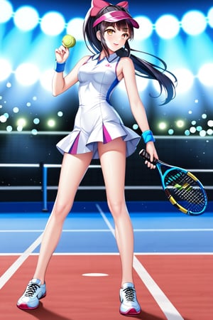 Paris Olympics, (((tennis))), (blue sky), (white, red, blue, tricolor color), visor cap, white dress, short dress, sleeveless, wristband, tennis uniform, (full body), ((playing tennis)), anime style beautiful woman, 1girl, (ponytail), black hair, (long hair), Slender, skinny, (turime), thick eyebrows, vibrant colors, sharp focus, best quality, depth of field, cinematic lighting, (illustration, 8k CG, extremely detailed), ultra-detailed, high resolution, firefliesfireflies, perfect light, stylish pose, 8k, very clear, highest quality, high resolution. best quality, illustration, sax blue, 1girl, cute, (dynamic lighting:1.2), cinematic lighting, delicate facial features, detailed eyes, sharp pupils, realistic pupils, depth of field, bokeh, sharp focus, (hyper-detailed, bloom, glow:1.4), many small gems,girl,