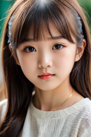 Face: ((Facial features of a young girl)), The face of a real Korean little girl, a very beautiful and cute Korean little girl, (((Little girl of elementary school age))), ((Loli face) )), (Top peerless childlike face), pure and charming top beauty, ((childlike face)), (((childish appearance))), immature face, very powerful and unparalleled beauty, (very beautiful and innocent girl ), Excellent: The natural light and shadow structure that makes the texture more realistic, the realistic structure of film photos, the unparalleled beauty, (((16K texture structure))), Eyes: Bright eyes, a pair of exquisite and charming eyes, pure The charming eyes are extremely beautiful and the eye structure is well proportioned.