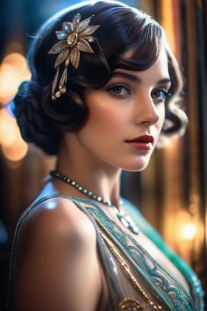 Photo realistic, mute colors, 20s style, flapper girl, art deco. cinematic lighting, smokey atmosphere, ethereal light, intricate details, extremely detailed, incredible details, full colored, complex details, hyper maximalist, gorgeous light and shadow, detailed decoration, detailed lines. masterpiece, best quality, HDR, UHD, unreal engine. looking at the camera, fair skin, beautiful face, beautiful eyes, perfect eyes, beautiful nose, full_body,fflixmj6