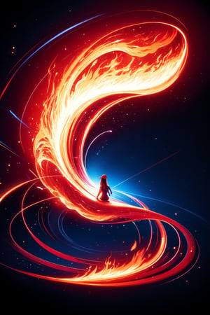 ((Masterpiece, best quality)),(Negative space:1.4),(1 girl, alone:1.4),Beautiful and delicate eyes, flowing pink hair, red hat, fireball, cast fire spell, Orange and red fractal background, looking sideways, blue-green eyes, full body, jumping,DonM0m3g4