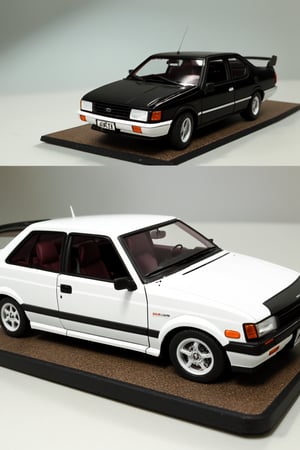 Ultra-detailed, fully assembled miniature, 1:24 scale, Toyota AE86 diorama, 3D style, Corolla Levin and Sprinter Trueno