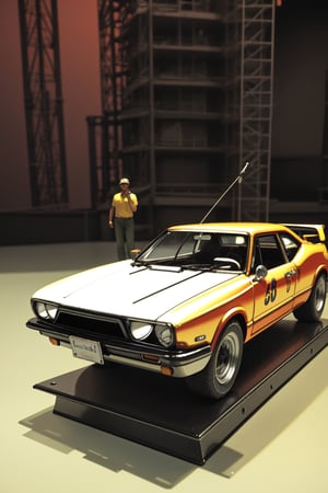 Ultra-detailed, fully assembled miniature AE86, 1:24 scale, on 1966 24 Hours of Le Mans stand-up diorama, 3D style