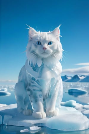 ice and cloud cat in the arctic with a clear blue sky