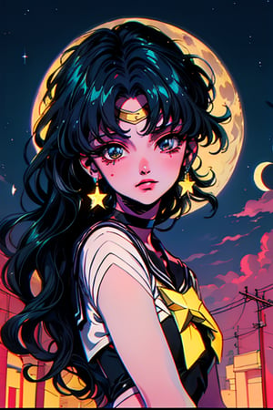 oldest, (1980s style), (glow effect:0.2), ((pikurusu)), anime screensnap, (1980-x), retro, sailor moon, fullmoon, star_(sky)