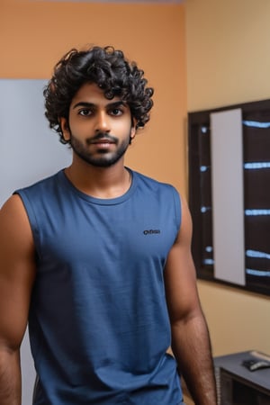 21 years old indian boy,
black hair, brown eyes, perfect body,
in room, salfie,
shot on canon EOS R5 and 85mm lens,otorealistic image, clear realistic backgraund, full hd quelity photo,photorealistic,realism,
wearing trauser or black sandow,
hight- 5.7feet, curly_hair,clear fingers,