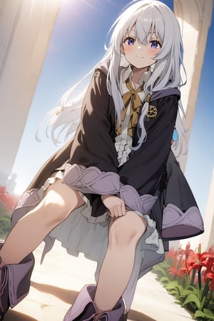 score_9, score_8_up, score_7_up, score_6_up, masterpiece, best quality, accurate anatomy, highres, absurdres, beautiful lighting, natural light,
1girl, rio futaba, long hair, pants, witch, (full angle, soft smile, amaryllis, blue sky field, white hair, elaina \(majo no tabitabi\), journey of elaina, dominant pose, stepping on the camera, gothic boots