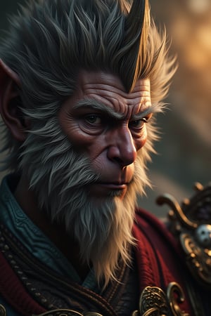 Wukong,Side Poster,Close up,Art,Light and Shadow Close up,Depth of Field,Surrealist Style,Art,8K Pixel,CNShenhou