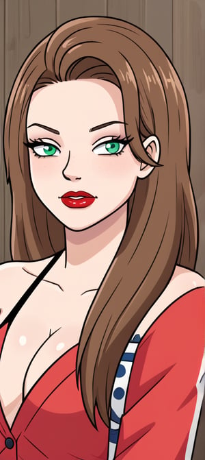 S4rahLynnBH, brown hair, green eyes,lipstick