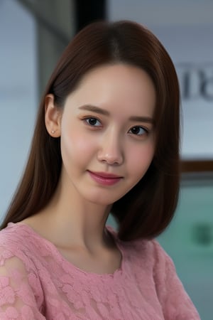 Yoona, 24 years old, exhibition full body, smile Yoona's emotion, furrowed brows, elegant, Yoona's prominent narrow forehead, slightly sloping nose, Yoona cheekbones, Yoona chin, korean makeup,  photogenic pose, overhead view, HQ, magnification by a professional
camera