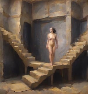 "an imaginary representation of a naked woman in the middle of the descent of a staircase in a step-by-step series of closely integrated ambulatory body movements that combine in a three-dimensional wake behind her, forming a timeless emerging whole to be considered, intellectually, emotionally and aesthetically",cubism art, abstract, string theory, surreal, fourth dimension, sensations, interdimensional travel, parareal,DonMD1g174l4sc3nc10nXL 