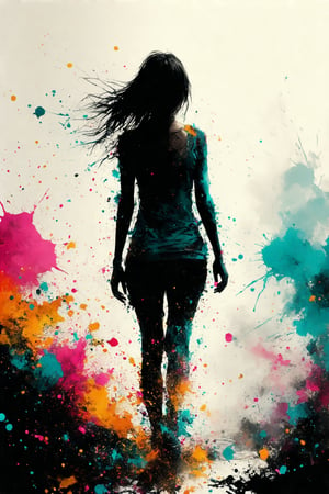 color splattered ink style,splash ink,splash art,color splattered ink style,splattered ink,[splash ink], splash art, masterpiece,ultra-detailed,best quality,8K, Abstract, Fractal, POV shot of a Tender 1980S (girl:1.2), it is sleek, it is forged by The Hunger Games, Foggy, deep focus, abstract art, colorful art by Bikash Bhattacharjee, Illustration, Anime, broad lighting, One Color, Cornish landscapes, dark pastel and Cyan splash, female, asymmetrical