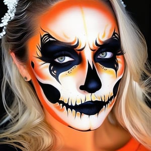 Photorealistic image ,halloween face art, face_art