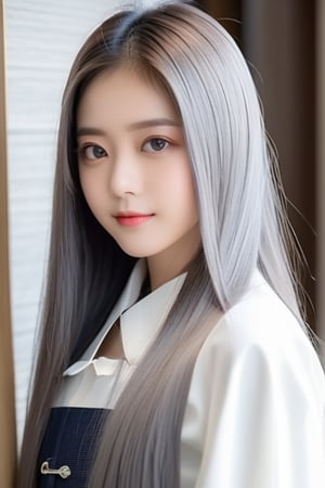 (非常に詳細), Very beautiful platinum ブロンド super long straight silky hair、かわいいライトブルーのプリンセスドレス,(フリルドレス),(半袖),とても美しく輝く大きな明るい青い目、とても大きな目,上半身、閉じる、顔、かわいらしい笑顔,前を向いて, 15歳, 十代の少女,尻尾なし,(尻尾なし),2次元, 傑作, 最高品質, そして魂, 詳細な目, 詳しい顔, ブロンドの美少女、たった一人,ブロンドのスーパーロングストレートヘア, (ブロンド),  目の間の前髪、顔の中心に髪、片目の上の髪、目の上の髪、耳毛, , シングルブレード, (シングルブレード), (サイドブレード), ピンクリボン, 首にリボン, (白い袖), 背景のボケ、小顔美少女、頬のハイライト