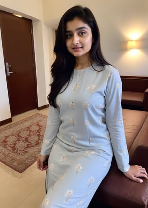 Lovely cute hot Alia Bhatt, acute an Instagram model 22 years old, full-length, long blonde_hair, black hair, Black dress, in Five Star hotel, Indian, wearing a Pakistai dress Kurti pajama, Lives text on top, thin shaped_body,