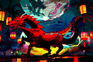 Create an illustration for the 2024 Mid-Autumn Festival, featuring a majestic dragon to symbolize the Year of the Dragon. The scene should include traditional elements such as lanterns, mooncakes, and a full moon. The dragon should be vibrant and dynamic, with intricate scales and a sense of movement. The background should reflect a festive atmosphere with warm, glowing lights and a night sky.
Create a 5-8 second video featuring the dragon in the image moving gracefully up and down, as if floating through the air. The red lanterns on either side of the dragon should also move slightly up and down, emulating a gentle sway caused by a soft breeze. The clouds at the bottom of the image should drift slowly across the scene, enhancing the ethereal and dynamic atmosphere of this traditional Asian-inspired setting.
