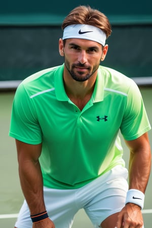 ultra realistic photo of handsome male tennis player, athletic body, 4k hdr, sharp focus, highly detailed