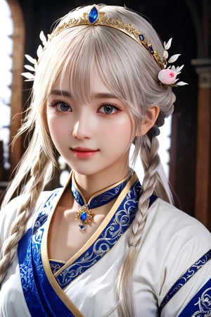 ((best quality)), ((masterpiece)),,((ultra-detailed)), extremely detailed CG, , (an extremely delicate and beautiful), 1girl, solo, ((cute face)),(beautiful detailed eyes), red eyes,white hair, shiny hair, colored inner hair,Ice rose,Ice hair ornaments,adorns,, [ice crystal],, crystal,((floating hair)), ((caustic)),((disheveled hair))"((best quality)), ((masterpiece)), ((ultra-detailed)), extremely detailed CG, (a serene and elegant), 1girl, solo, full body view, ((cute face)), (beautiful detailed eyes)((best quality))((best quality)), ((masterpiece)), ((ultra-detailed)), extremely detailed CG, (a powerful and regal), 1girl, solo, full body view, ((cute face)), (beautiful detailed eyes), golden eyes, white hair, shiny hair, regal braids, royal armor, standing in a grand castle, banners and flags, medieval setting, commanding presence, strong pose, face lighting, bright backlight, high resolution, best quality, Photos, 4k, (Realistic:1.2),1girl, smile, hanfu, beautiful girl, SIMPLEPOSITIVEXLV2, (best quality,4k,8k,highres,masterpiece:1.2), ultra-detailed, studio lighting, ultra-fine painting, sharp focus, physically-based rendering, extreme detail description, professional, vivid colors, fantasy, black eyes, xxmix_girl,More Reasonable Details
