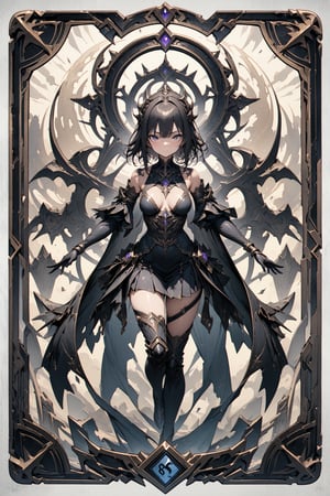 (masterpiece:1.4), ((best quality, 8k, ultra-detailed)), TAROT illustration, beautiful, full body, in TCG Card frame