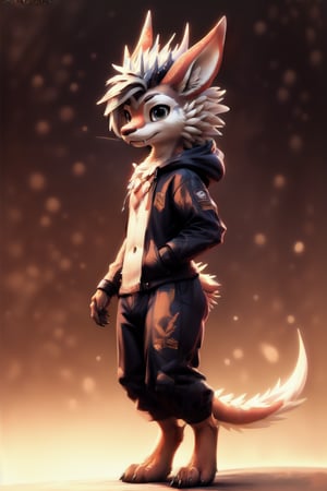 (kirin:1.4), teenager, male, grey-hair, hair spiky, white_body, realistic, long fluffy tail, smiling, looking_at_viewer, hoodie, furry, high_resolution, , expressive face, calm, awtter, side_view, detailed, raytracing, (musculegs:1.1), techwear pants, wavy (long hairs:1.2), sexy pose, good colors,taidum,avali,nardo