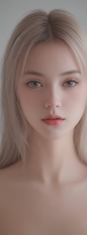a beautiful girl 18 years, with silver short hair, messy hair, red lipstic, full lips, alluring, portrait by Charles Miano, pastel drawing, illustrative art, soft lighting, detailed, more Flowing rhythm, elegant, low contrast, add soft blur with thin line,Korean,Japanese,perfect light