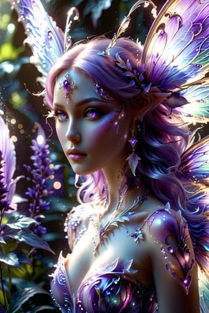 A stunning fairy/alien hybrid, Fairy is extremely beautiful: the entire palette is dominated by purple tones. light and shadow.
Masterpiece, 8K