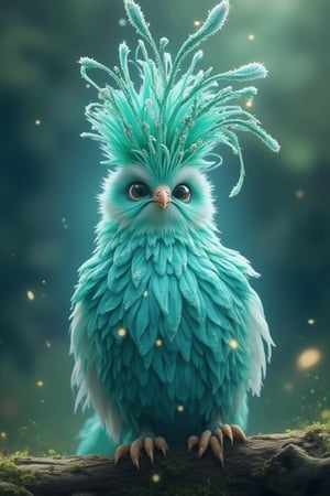 Turquoise Spirit bird digital art in the style of Jean-Baptiste Monge, featuring bright, beautiful splashes, glittery, cute and adorable elements, with edge lighting and magical, surreal, fantasy vibes. Inspired by WLOP, Artgerm, and James Jean, trending on ArtStation, with sharp focus, studio photography, intricate details, and highly detailed by Greg Rutkowski. Epic real background, uncropped, nature, full shot, symmetrical, featuring Greg Rutkowski, Charlie Bowater, Beeple, Unreal 5, hyper realistic, and dynamic lighting.