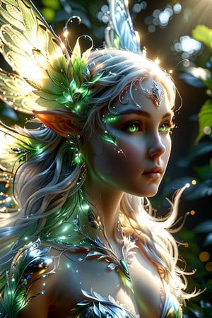 Awesome fairy/alien/elf hybrid, predominantly fairy silver. light and shadow. whole body.
An extremely beautiful masterpiece, 8K