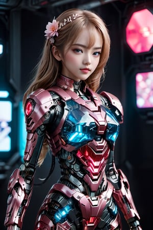 There is a girl who is very beautiful. She is even more beautiful than a Korean supermodel. She is 170 centimeters tall and weighs 60 kilograms. Her blue eyes are big and bright, and her eyelashes are very long and dense. }}}}She is wearing a mecha and is very handsome. She stood at the front of all the mecha warriors. Because she is the captain.
Because there is going to be a war, she is boosting everyone's morale. At this time, there was a big rainbow in the sky. Everyone cheered and thought it was a good omen, and the girl was also very happy. Light and shadow, masterpiece, highest quality. Outdoor: mountains, trees, rivers, grass, flowers. Depth of field.