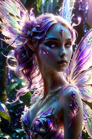 A stunning fairy/alien hybrid, Fairy is extremely beautiful: the entire palette is dominated by purple tones. light and shadow.
Masterpiece, 8K