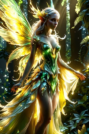 Awesome fairy/alien/elf hybrid, with fairy yellow tones dominating. light and shadow. whole body.
An extremely beautiful masterpiece, 8K