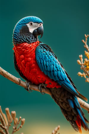 A serene background featuring a parrot soaring freely against a vibrant blue sky. The parrot's exquisite feathers glisten beautifully under the sunlight, creating a stunning backlight effect. The scene captures a cinematic, realistic photography style with a focus on depth of field, highlighting the interplay of light and shadow, resulting in a masterpiece.,1 line drawing