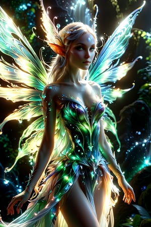 An amazing hybrid of fairy/alien/elf, fairies are extremely beautiful: the entire palette is dominated by black. light and shadow. whole body.
An extremely beautiful masterpiece, 8K