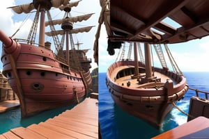 lost ship interior and exterior view close up and far view disney

