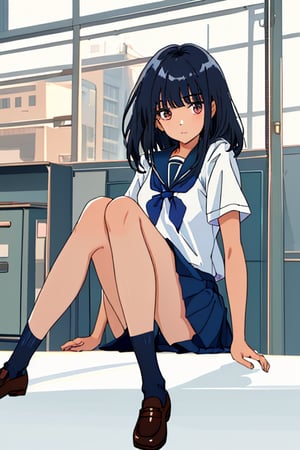  1 girl,((looking at viewer)), (upper body),(school uniform, short sleeve shirt)