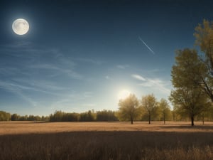 outdoor, sky, day, bright, clouds, maple trees, blue sky, no humans, moon, grass, stars\(sky\), landscape, full moon, huge planet, moon, (masterpiece, best quality, official art, beautifull and aesthetic) opsional, scenery,More Detail,Sylvain_Sarrailh_style_lora_by_niolas,
watermark, signature, username, text,