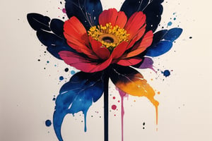 flower, butterfly, minimalism, ink, watercolor,