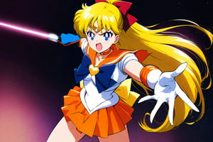 signature pose of sailor venus, sailor venus makes up, open her mouth big, midnight of school classroom, masterpiece, best quality, high resolution, unity 8k wallpaper, beautiful detailed eyes, extremely detailed face, perfect lighting, extremely detailed CG, perfect hands, perfect anatomy sv1, 

orange skirt, elbow gloves, tiara, pleated skirt, miniskirt, red bow, orange choker, white gloves, jewelry, blond long hair , hair tied back, made into a ponytail, bow, brooch, choker, earrings, elbow gloves, gloves, heart, heart brooch, sailor collar, skirt, pleated skirt, sailor collar, sailor senshi uniform, skirt, stud earrings, white gloves, 

angry face, glaring up, twinkle in the eyes, hero pose, fighting alone, aavenus, crescent beam!