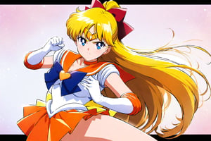 signature pose of sailor venus, sailor venus makes up, midnight of school classroom, masterpiece, best quality, high resolution, unity 8k wallpaper, beautiful detailed eyes, extremely detailed face, perfect lighting, extremely detailed CG, perfect hands, perfect anatomy

 sv1, orange skirt, elbow gloves, tiara, pleated skirt, miniskirt, red bow, orange choker, white gloves, jewelry, blond long hair , hair tied back, made into a ponytail, 

bow, brooch, choker, earrings, elbow gloves, gloves, heart, heart brooch, sailor collar, skirt, pleated skirt, sailor collar, sailor senshi uniform, skirt, stud earrings, white gloves

angry. glaring up, twinkle in the eyes, hero pose, fighting alone, aavenus