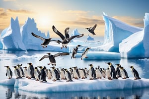 masterpiece, best quality, ultra-detailed, perfect hands, perfect anatomy, High detailed, detailed background,

7 animals , penguin, 7 penguins, many penguins,


(black Arms that look like big bird wings:1.5),

Flight,
happily flying, ocean, iceberg, Antarctica, sunny sky, dynamic action,

focus animal,
onsokumaru,Penguin,Bird,,Animal, 