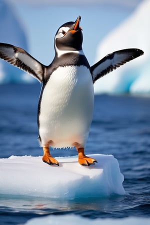 1 animal , penguin,

Puffin, like a penguin, mini fish fins, mini fish tail, chicken legs, ((stubby)), ((short stature)), 

happily flying, ocean, iceberg, Antarctica, sunny sky, dynamic action,

focus animal,
onsokumaru,Penguin,Bird,,Animal, 