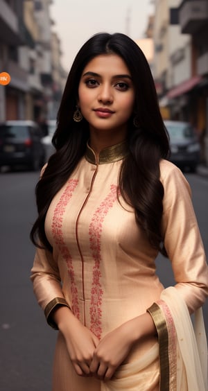 a  beautiful   girl WEAR indian suit salwar  AND   AI celebrity pose  LOOK and giving a  NEAR  CAMERA  different UNIQUE hot
   POSE and lighting street
  background  and an ai inlfuencer and a colorful LONG hair and pretty face and eyes pretty .8K CLEAR,HIGH RESOLUTION CANON CAMERA IMAGE 