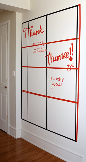 Write a thankyou on wall by spry colors