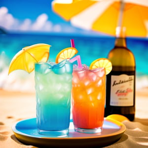 (beach bra)(beach)(drink)(yellow hear)