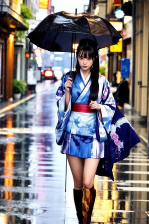 The girl wore a short skirt and walked on the rainy street, holding an umbrella. Upper body photos, 8K,
(Han Hyo Joo:0.8), (Anne Hathaway:0.8),holding umbrella,shared umbrella,wearing kimono,hand holding umbrella,AIDA_LoRA_AnC