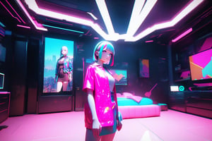 bedroom, cyberpunk, [3D:7], [pop art:15], masterpiece, best quality, highres, newest, very aesthetic, General