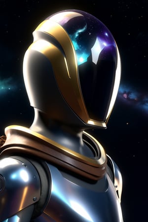 ParallelObserver, (colorgalaxy reflected on a reflexive helmet), metalic rim detailed helmet, 1boy, (leather long coat), scarf, [Renaissance themed], fantasy, front-view, upperbody, detailed, 3d render, unreal engine, colorgalaxy,disney pixar style, 