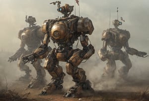 Alessandro Magnasco-esque, Western-tortured, steampunk, piloting robot soldiers